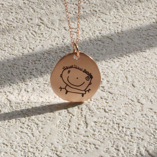 Custom Irregular Pendant Silver Necklace with Child's Artwork