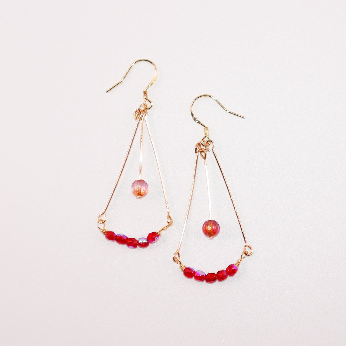 Glass Bead Earrings – Red and Pink Beads