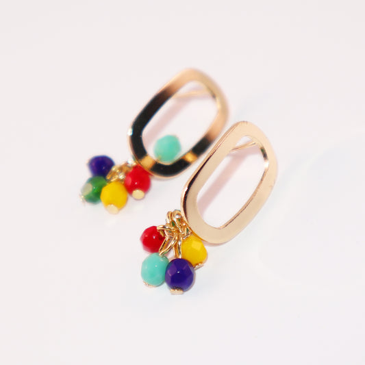 Multicolor Beaded Earrings – 5 Color Beads