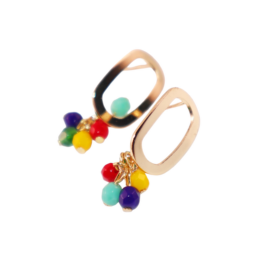 Multicolor Beaded Earrings – 5 Color Beads