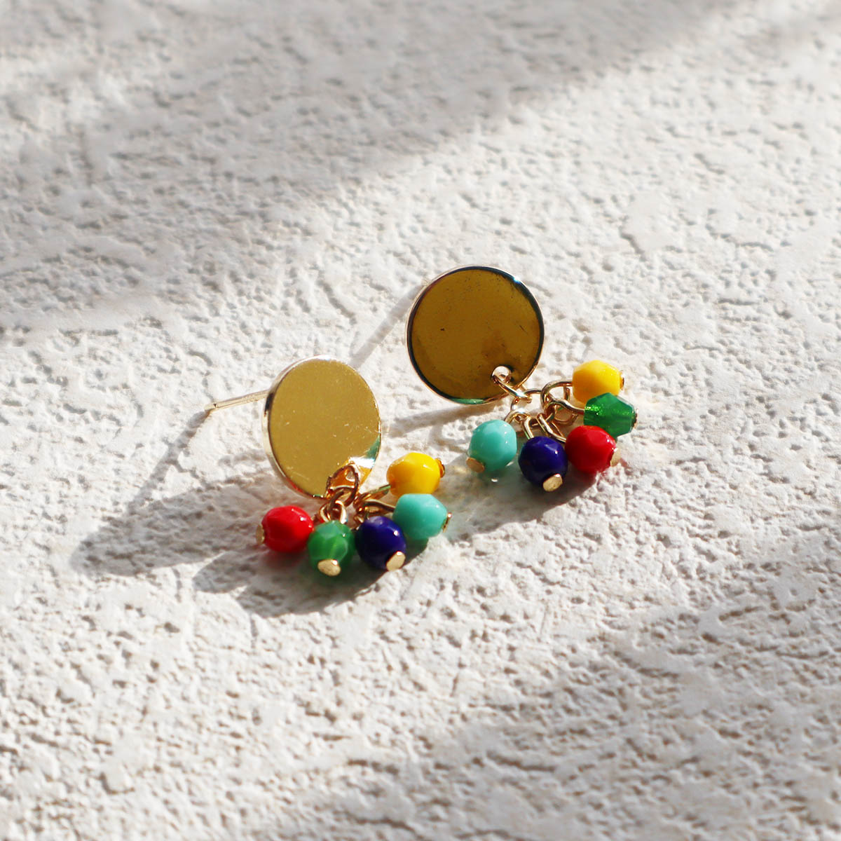 Stud Earrings – Red, Yellow, Green, Blue, Turquoise Beads