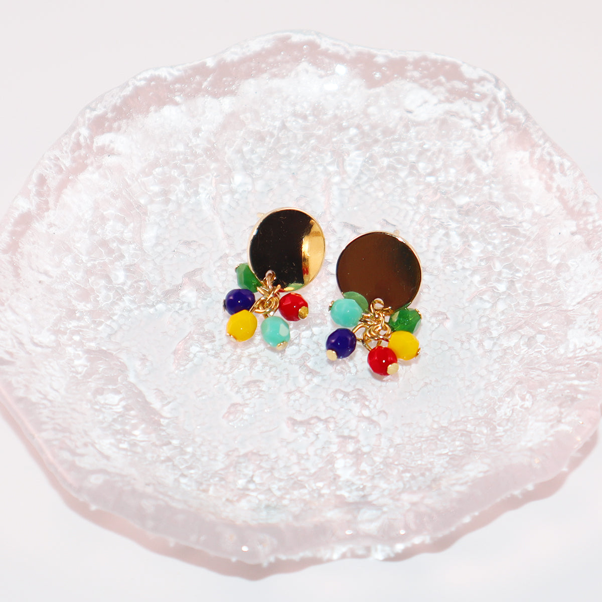 Stud Earrings – Red, Yellow, Green, Blue, Turquoise Beads