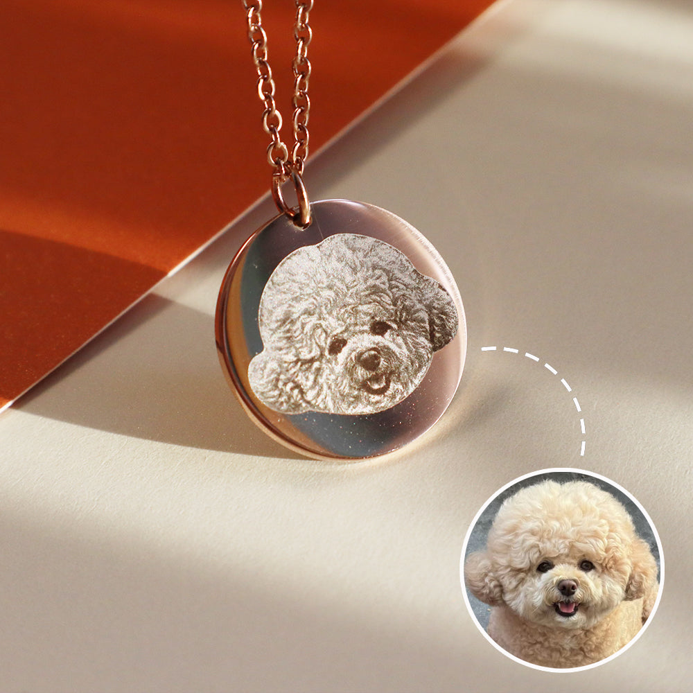 Custom Pet Photo Disc Pendant Necklace Personalized Jewelry for Pet Lovers