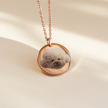 Custom Pet Photo Disc Pendant Necklace Personalized Jewelry for Pet Lovers