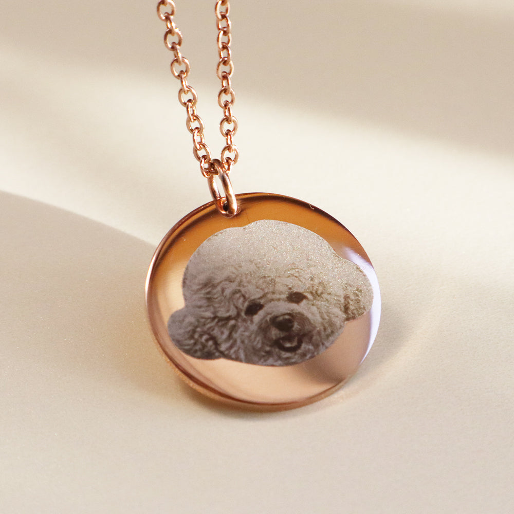 Custom Pet Photo Disc Pendant Necklace Personalized Jewelry for Pet Lovers