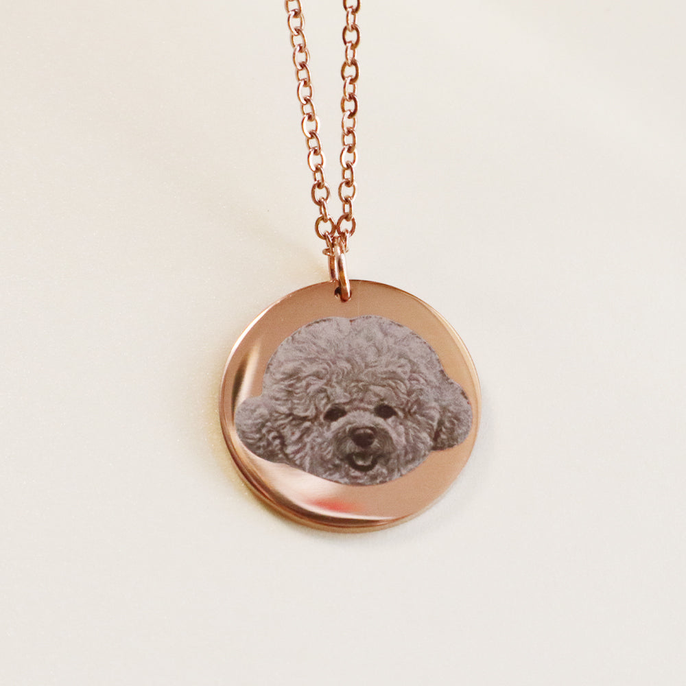 Custom Pet Photo Disc Pendant Necklace Personalized Jewelry for Pet Lovers