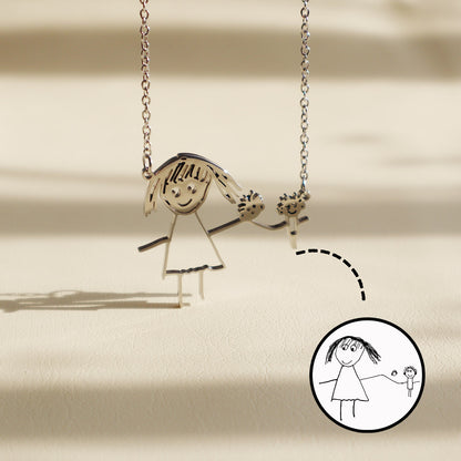 Custom Kids Art Necklace – Personalized Drawing Jewelry
