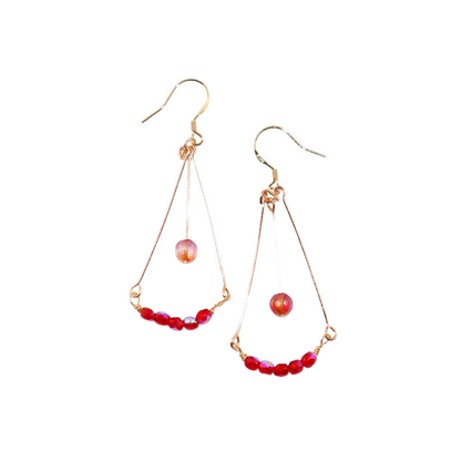 Glass Bead Earrings – Red and Pink Beads