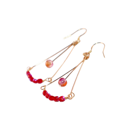 Glass Bead Earrings – Red and Pink Beads