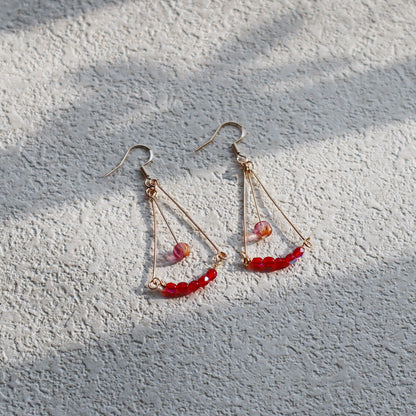 Glass Bead Earrings – Red and Pink Beads