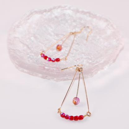 Glass Bead Earrings – Red and Pink Beads