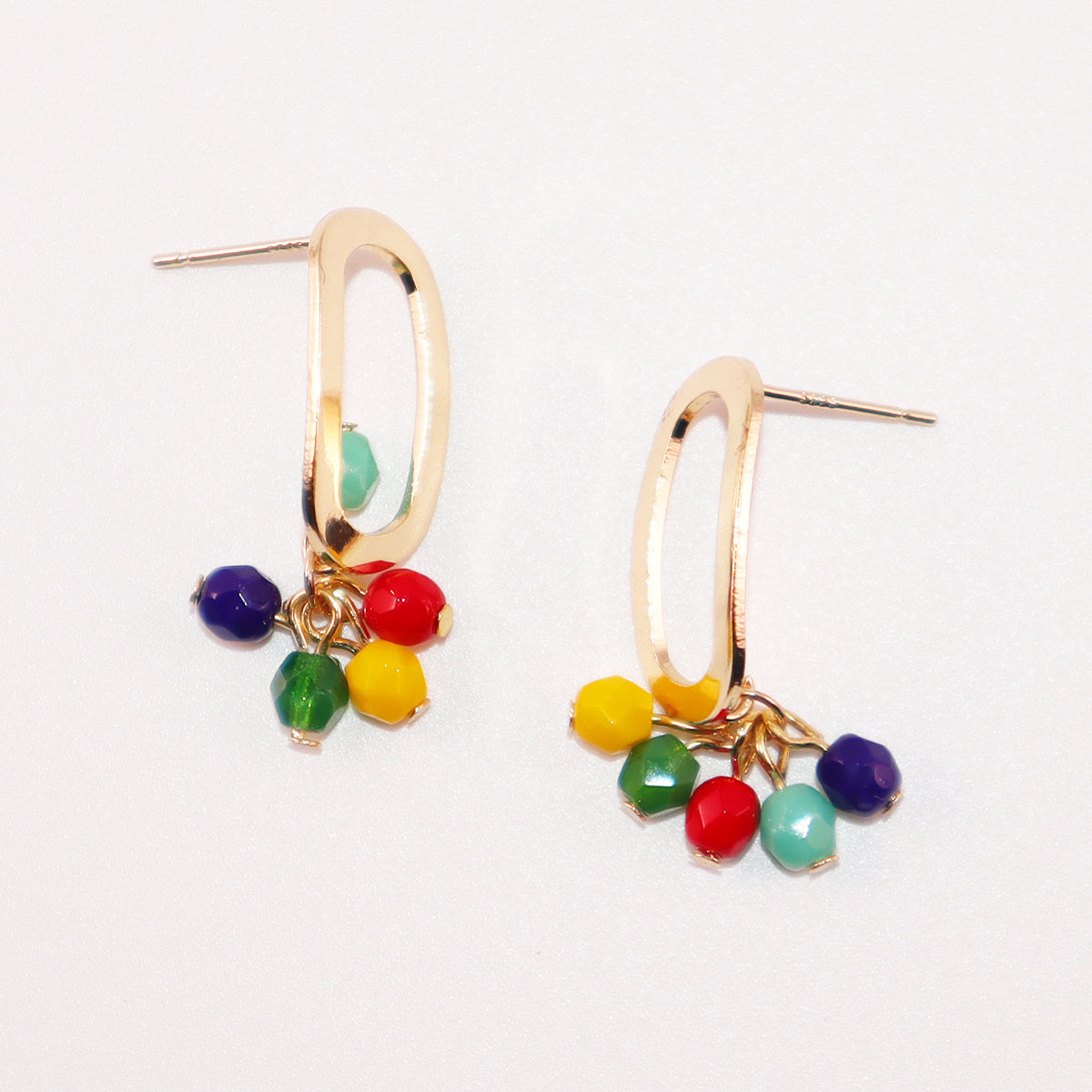 Multicolor Beaded Earrings – 5 Color Beads