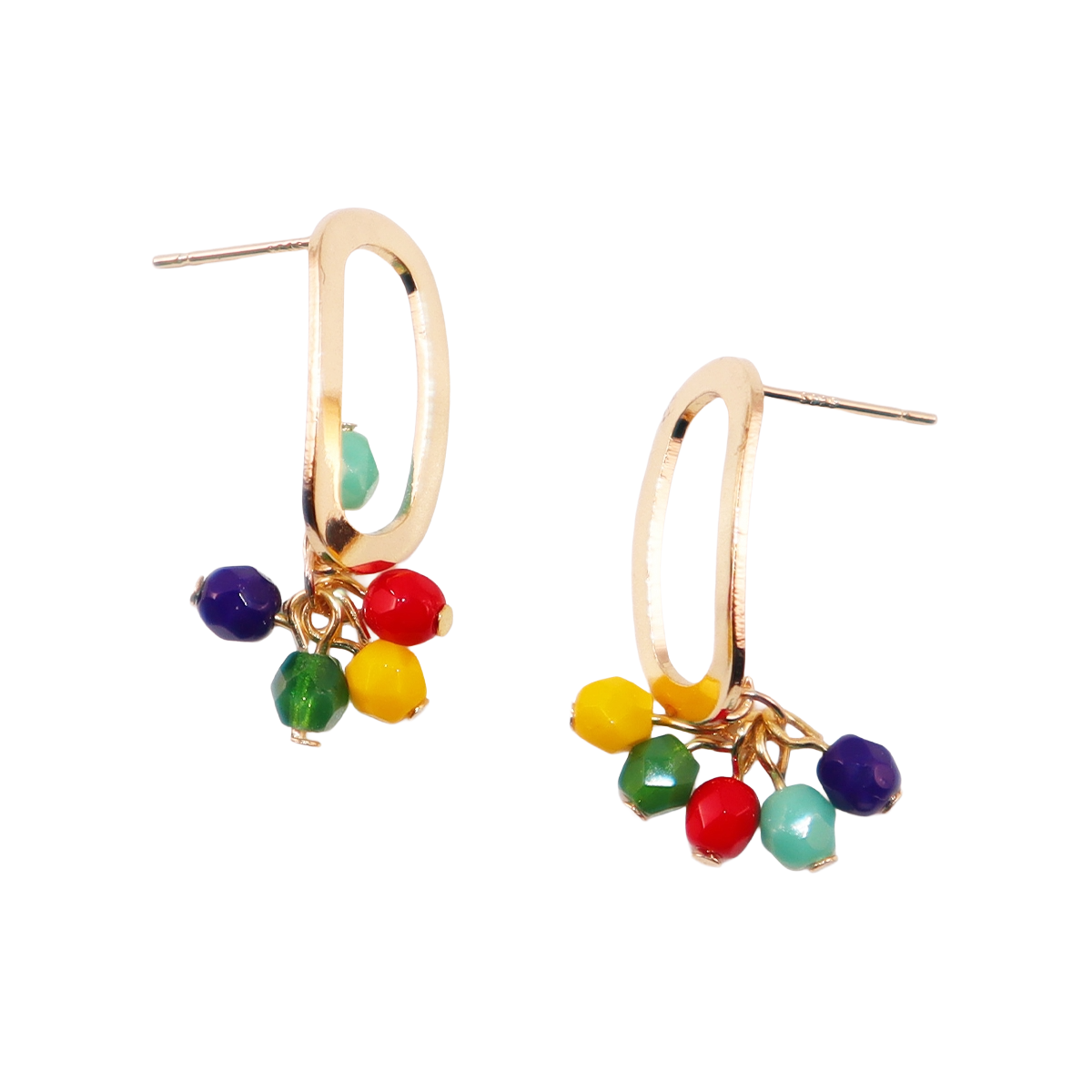 Multicolor Beaded Earrings – 5 Color Beads