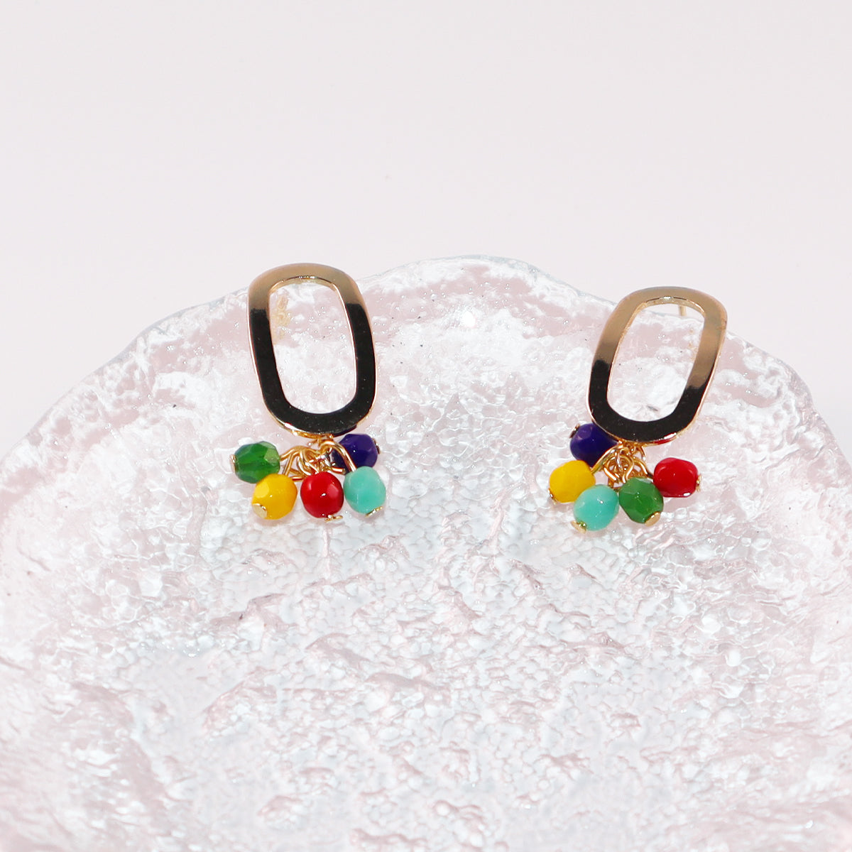 Multicolor Beaded Earrings – 5 Color Beads