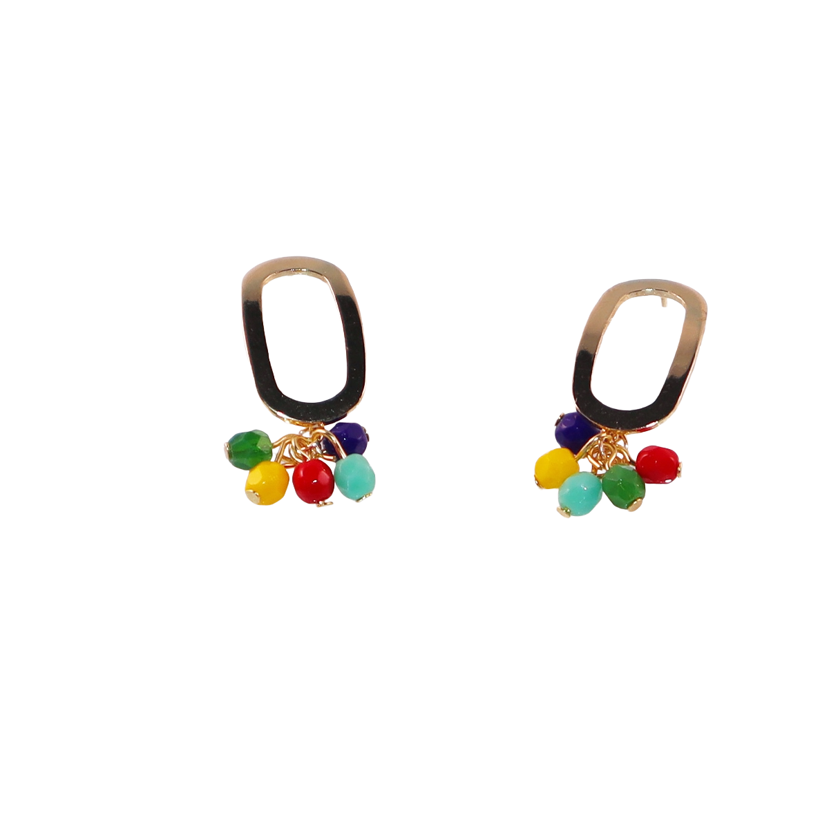 Multicolor Beaded Earrings – 5 Color Beads