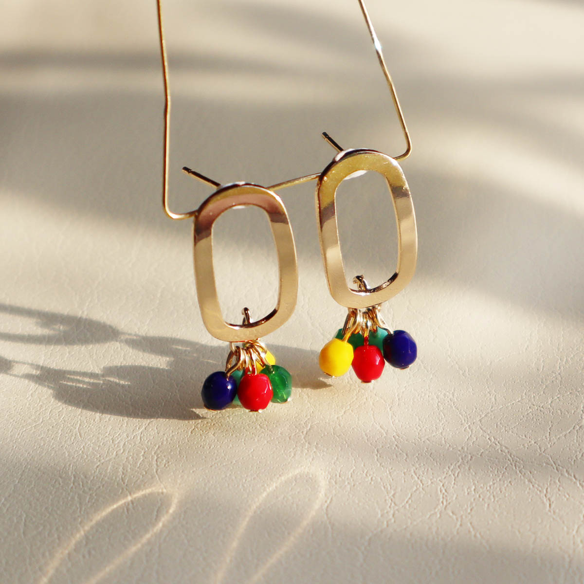 Multicolor Beaded Earrings – 5 Color Beads