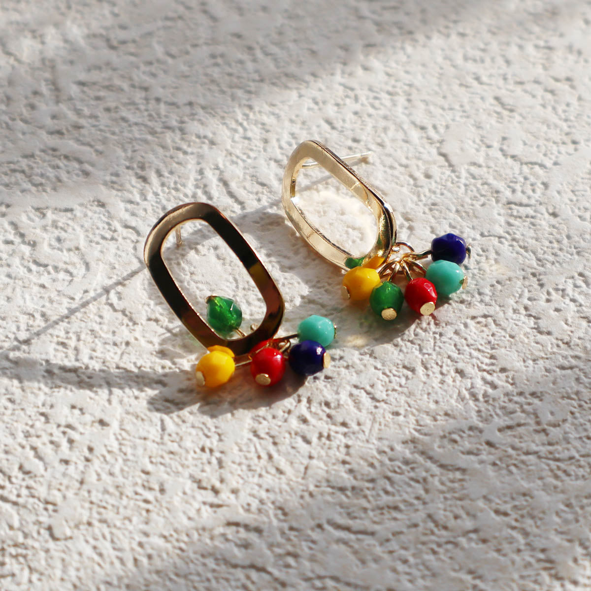 Multicolor Beaded Earrings – 5 Color Beads