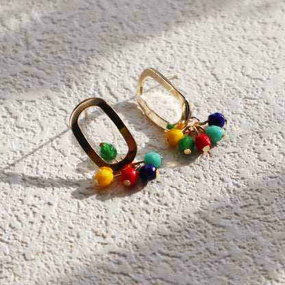 Multicolor Beaded Earrings – 5 Color Beads