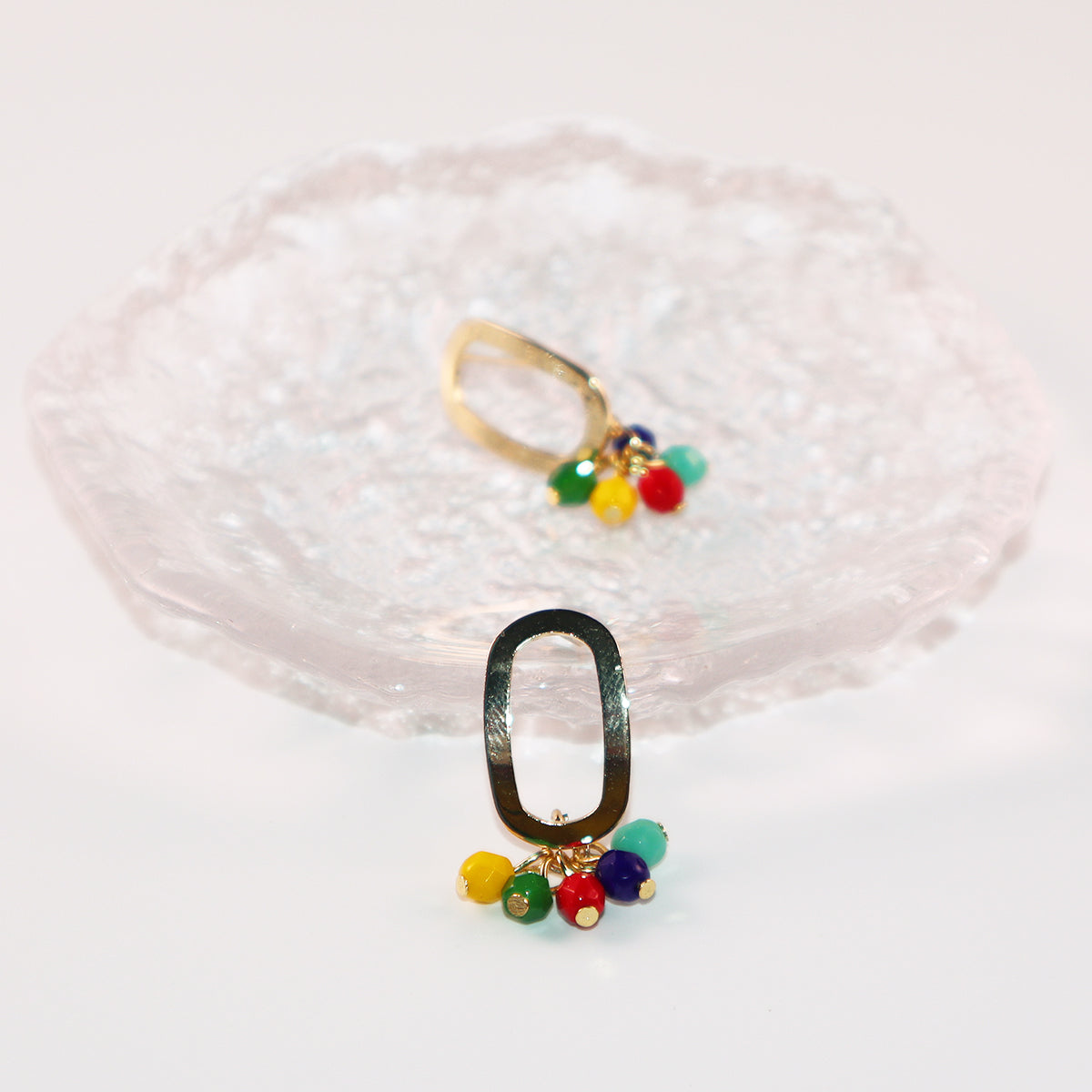Multicolor Beaded Earrings – 5 Color Beads
