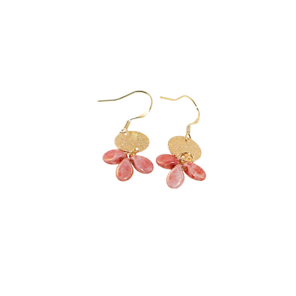 Pink Beaded Earrings – 3 Bead Dangle Drop Design