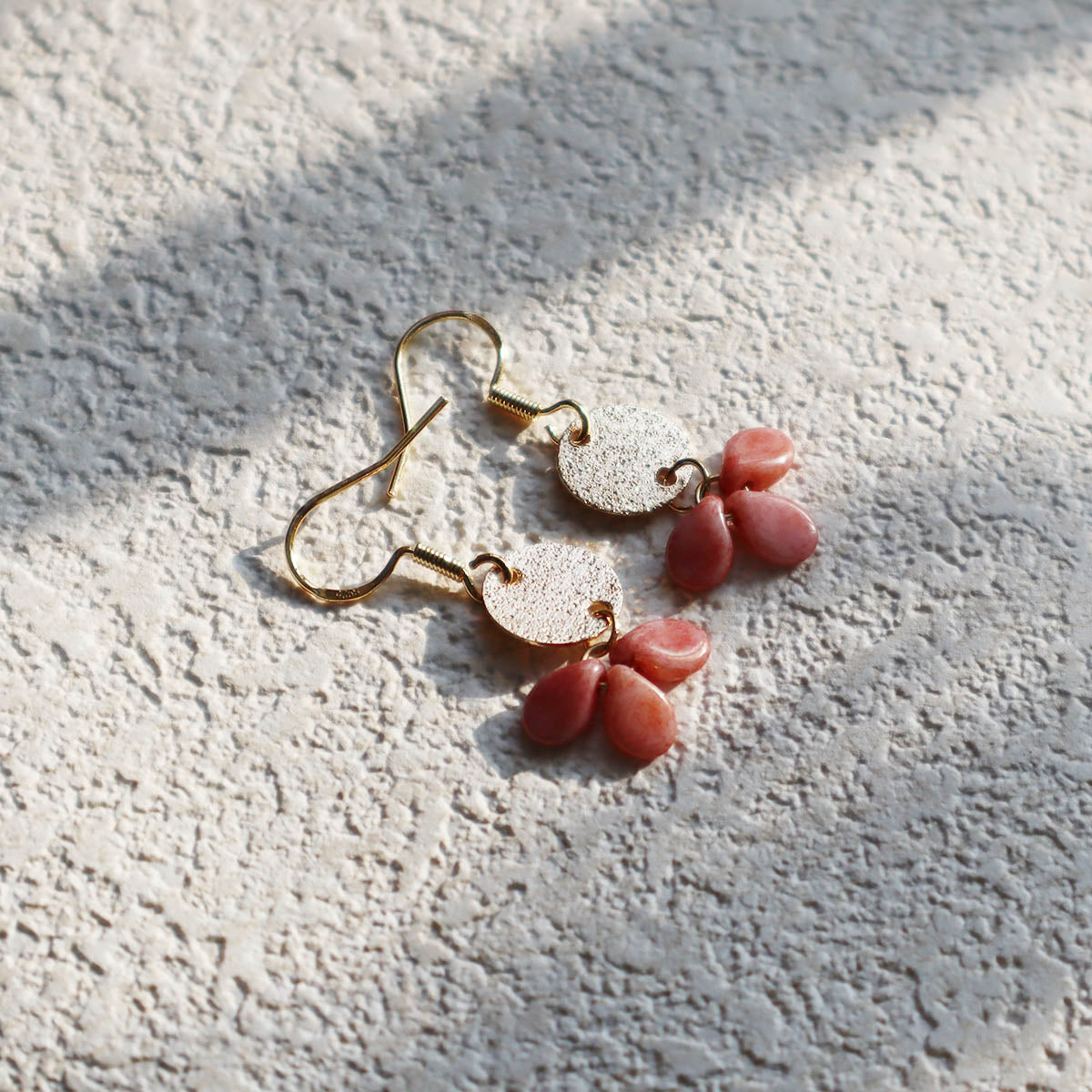 Pink Beaded Earrings – 3 Bead Dangle Drop Design