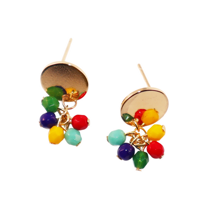 Stud Earrings – Red, Yellow, Green, Blue, Turquoise Beads