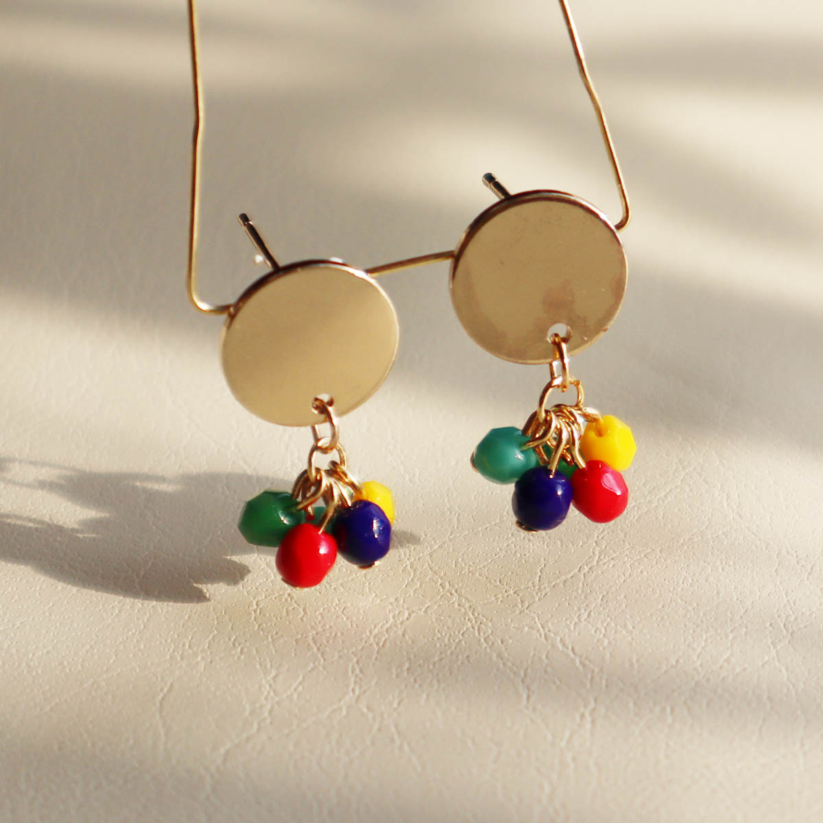 Stud Earrings – Red, Yellow, Green, Blue, Turquoise Beads