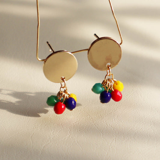 Stud Earrings – Red, Yellow, Green, Blue, Turquoise Beads