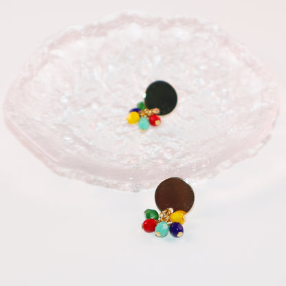 Stud Earrings – Red, Yellow, Green, Blue, Turquoise Beads