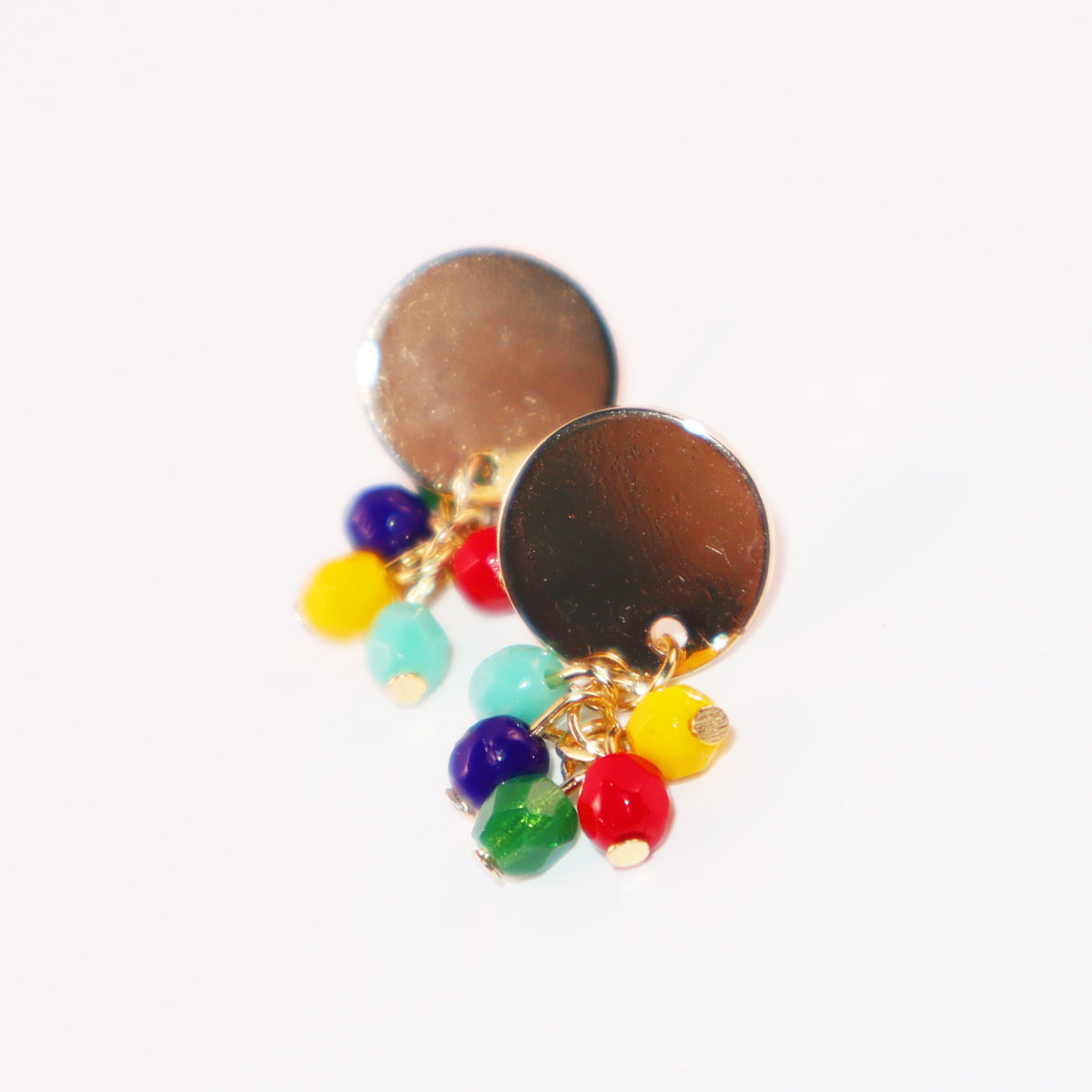 Stud Earrings – Red, Yellow, Green, Blue, Turquoise Beads