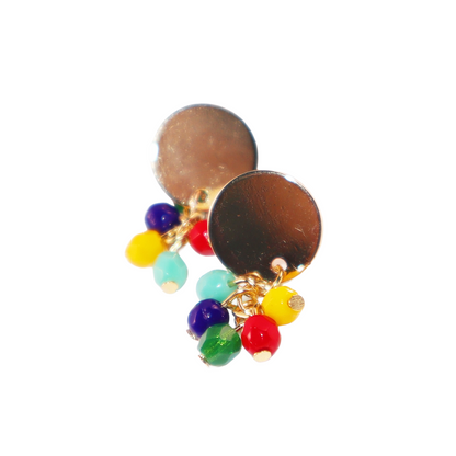Stud Earrings – Red, Yellow, Green, Blue, Turquoise Beads