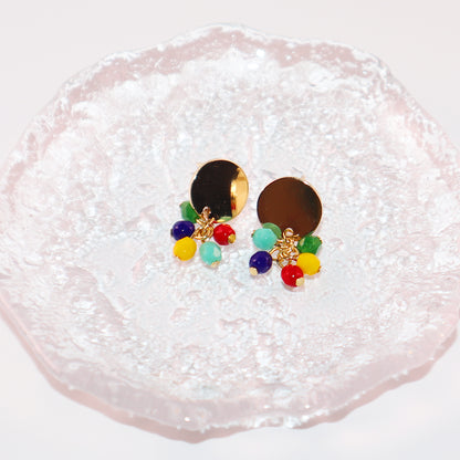Stud Earrings – Red, Yellow, Green, Blue, Turquoise Beads