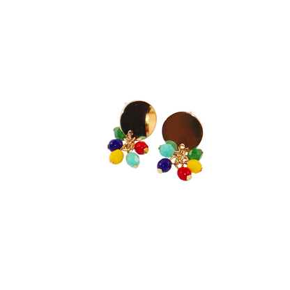 Stud Earrings – Red, Yellow, Green, Blue, Turquoise Beads