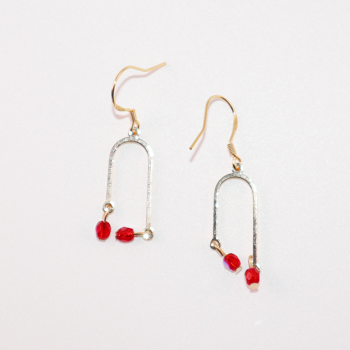 Tiny Red Bead Earrings – Two Red Beads