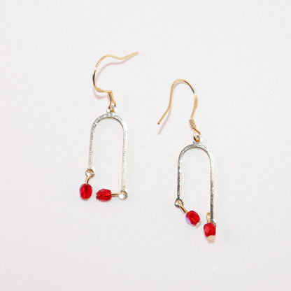 Tiny Red Bead Earrings – Two Red Beads