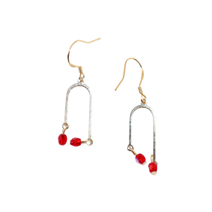 Tiny Red Bead Earrings – Two Red Beads