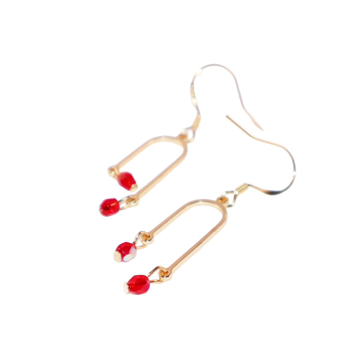 Tiny Red Bead Earrings – Two Red Beads