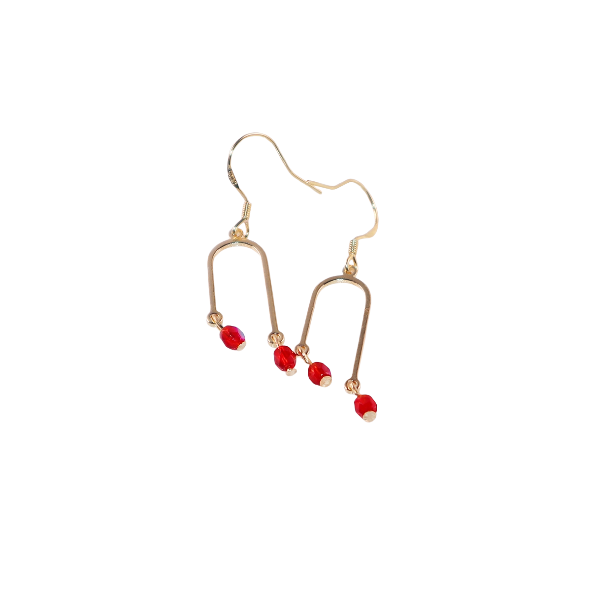Tiny Red Bead Earrings – Two Red Beads