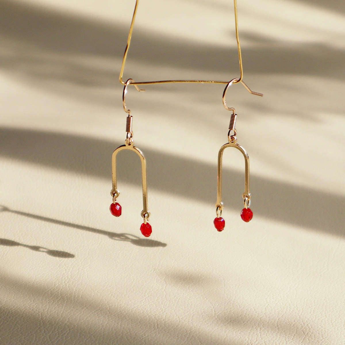 Tiny Red Bead Earrings – Two Red Beads