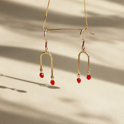 Tiny Red Bead Earrings – Two Red Beads