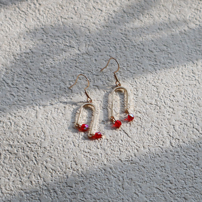 Tiny Red Bead Earrings – Two Red Beads