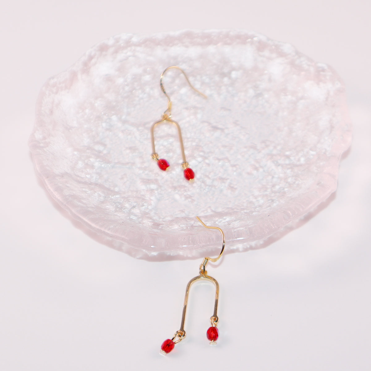 Tiny Red Bead Earrings – Two Red Beads