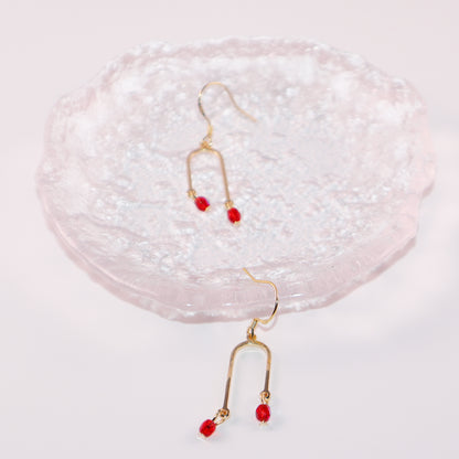 Tiny Red Bead Earrings – Two Red Beads